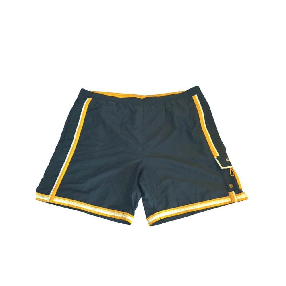 Chaps‎ Men’s XL Black, Yellow, & White Swim Trunks With Drawstring & Pockets